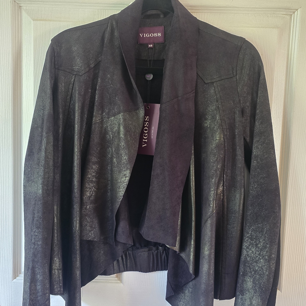 Vigoss Women's Dark Gray Leather Jacket